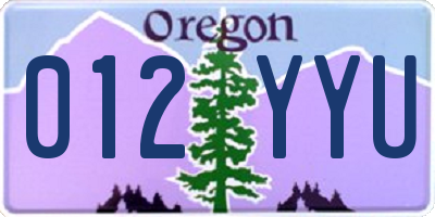 OR license plate 012YYU