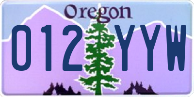 OR license plate 012YYW