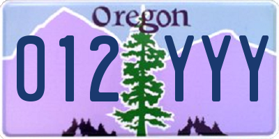 OR license plate 012YYY