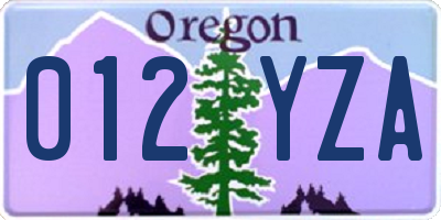 OR license plate 012YZA