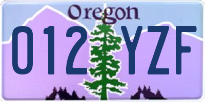 OR license plate 012YZF