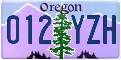 OR license plate 012YZH