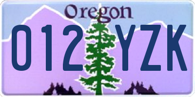 OR license plate 012YZK