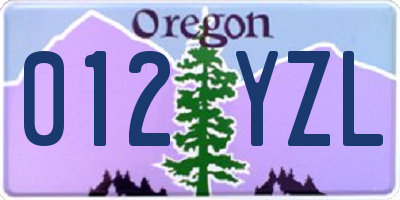 OR license plate 012YZL