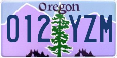 OR license plate 012YZM