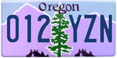 OR license plate 012YZN