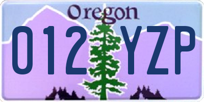 OR license plate 012YZP