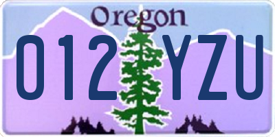 OR license plate 012YZU