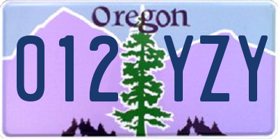 OR license plate 012YZY