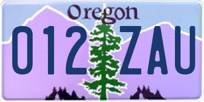OR license plate 012ZAU