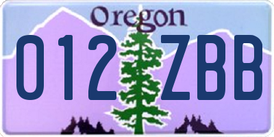 OR license plate 012ZBB
