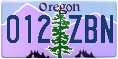 OR license plate 012ZBN