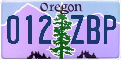 OR license plate 012ZBP