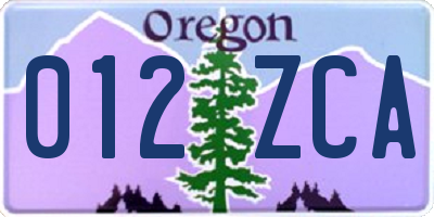 OR license plate 012ZCA