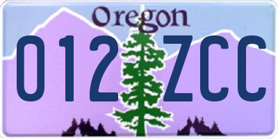 OR license plate 012ZCC