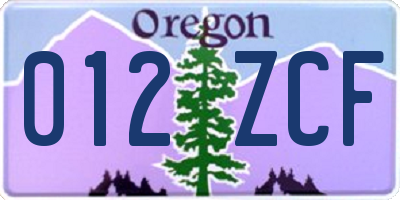 OR license plate 012ZCF