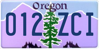 OR license plate 012ZCI