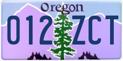 OR license plate 012ZCT