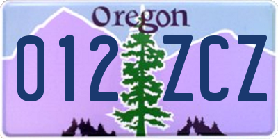 OR license plate 012ZCZ