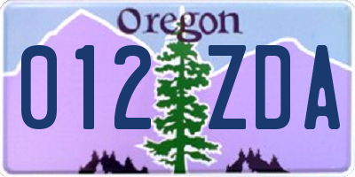 OR license plate 012ZDA