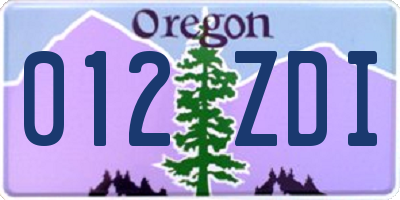 OR license plate 012ZDI