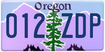 OR license plate 012ZDP