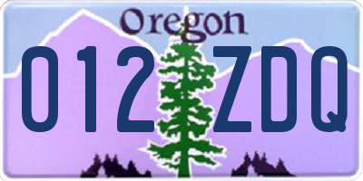 OR license plate 012ZDQ