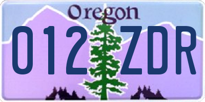 OR license plate 012ZDR