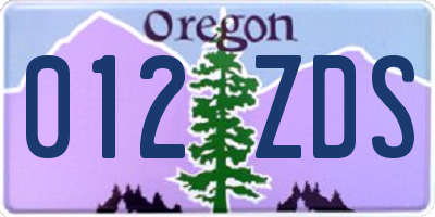 OR license plate 012ZDS