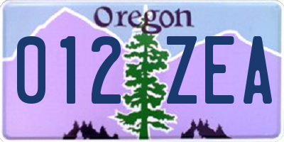OR license plate 012ZEA