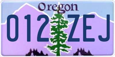 OR license plate 012ZEJ