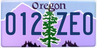 OR license plate 012ZEO