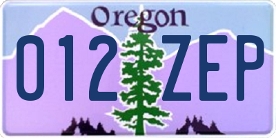 OR license plate 012ZEP