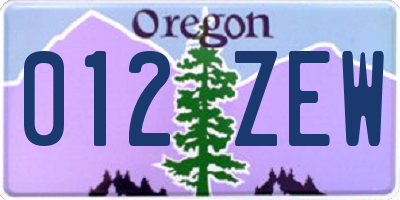 OR license plate 012ZEW