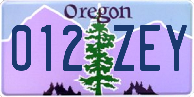 OR license plate 012ZEY