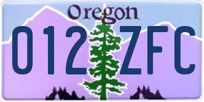 OR license plate 012ZFC