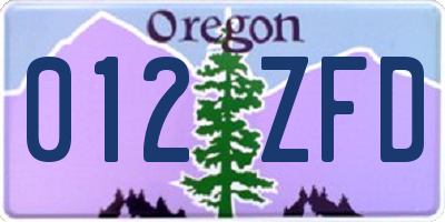 OR license plate 012ZFD