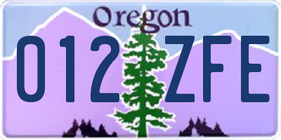 OR license plate 012ZFE