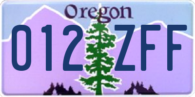 OR license plate 012ZFF