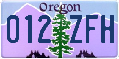 OR license plate 012ZFH