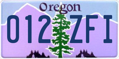 OR license plate 012ZFI
