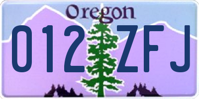 OR license plate 012ZFJ