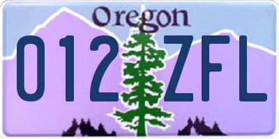OR license plate 012ZFL