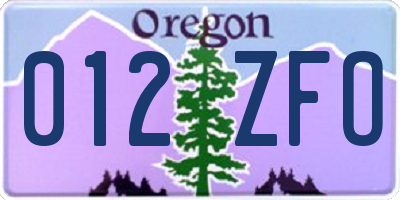 OR license plate 012ZFO