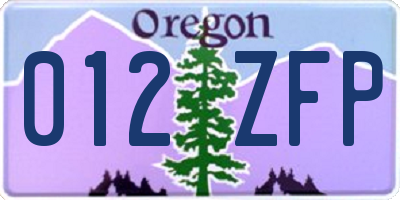 OR license plate 012ZFP