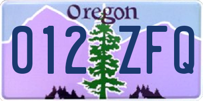 OR license plate 012ZFQ