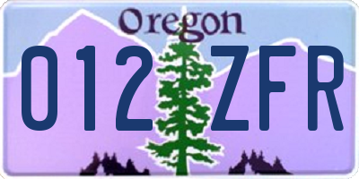 OR license plate 012ZFR