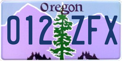 OR license plate 012ZFX