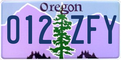 OR license plate 012ZFY