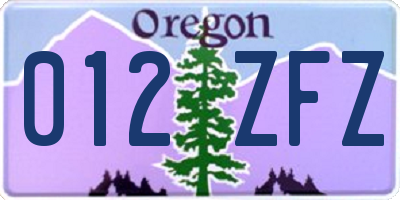 OR license plate 012ZFZ